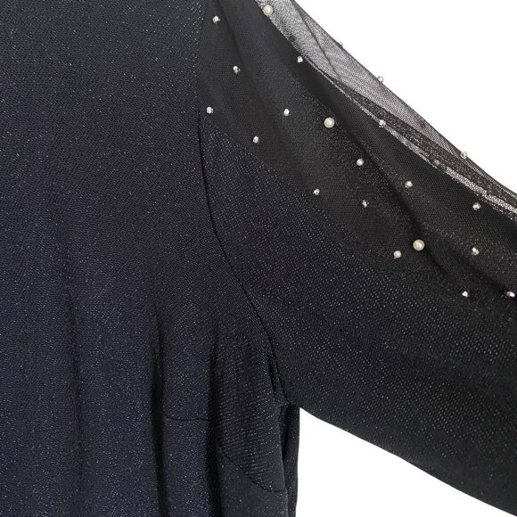 Alex Evening Beaded Sleeve Twinset 2X Black Fairy Glam Party Wedding Guest Wear - Picture 6 of 9